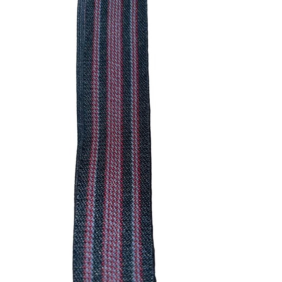 Vintage Pelican Suspenders Used Striped Black Burgundy Gray Clip On BBB - Picture 6 of 10